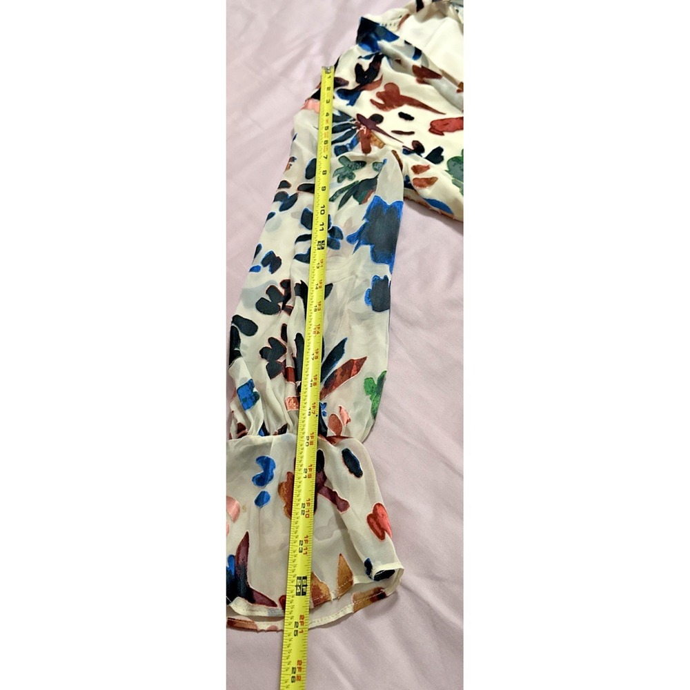 Alice + Olivia Size Small Moran Prisma Velvet Floral Burnout Dress Silk Ruffle - Picture 11 of 12